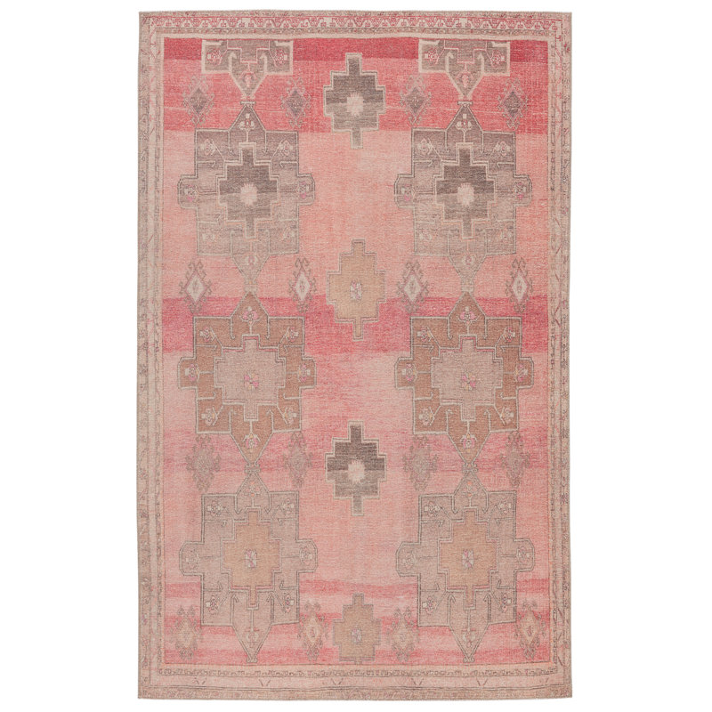 Ayla Machine Washable Performance Pink Rug, Rectangle 6' x 9'