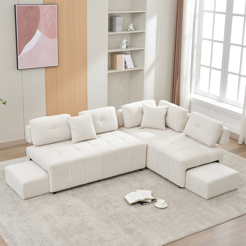 Canapé modulaire rembourré 2 pièces Forh, Chenille beige