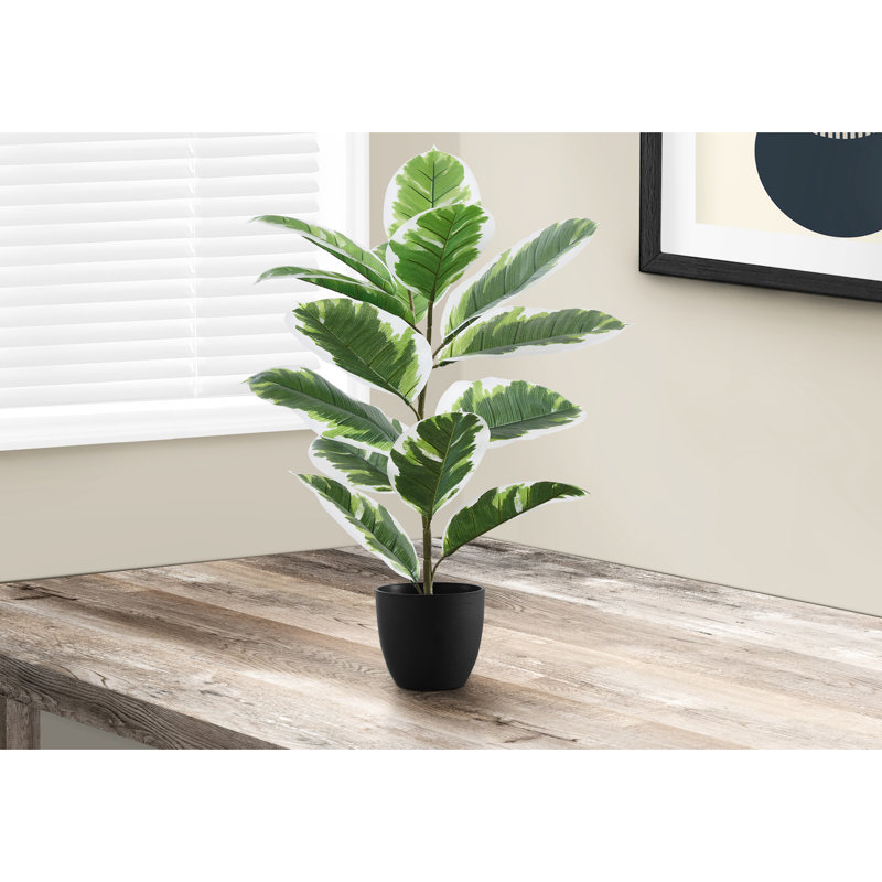 Plante artificielle d'intérieur de 27 po de hauteur avec des feuilles en pot noir, accessoire décoratif réaliste