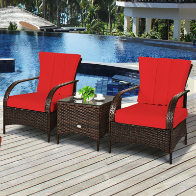 Bashaw 3 Piece Rattan Seating Group with Cushions