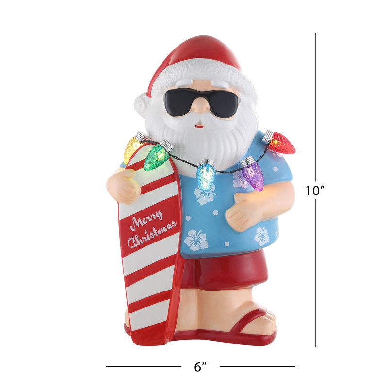 Père Noël de plage en céramique 10 po