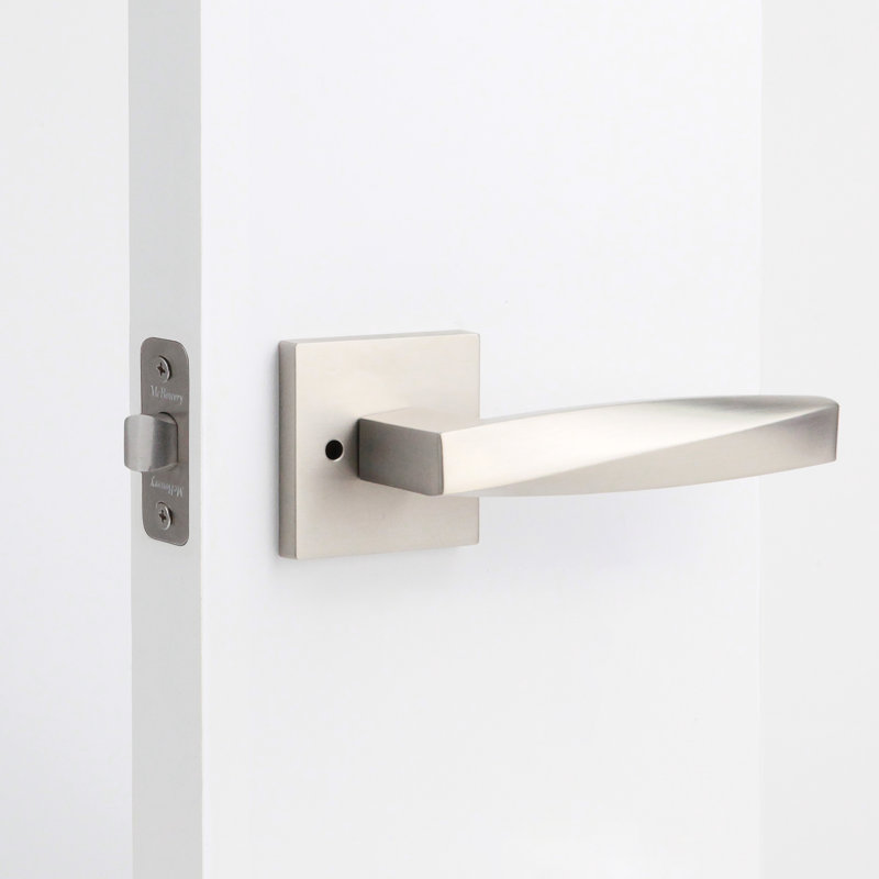 Poignée de porte Convex, Droite, Nickel satiné, Intimité