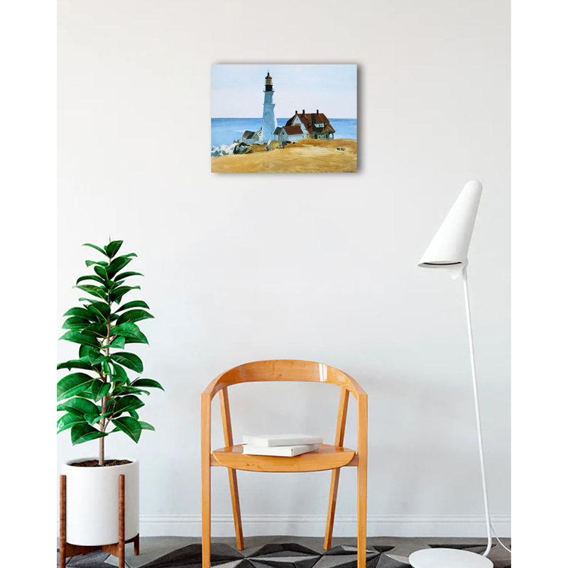 «Phare et bâtiments Portland Head Cape» par Edward Hopper, reproduction d'art sur toile tendue
