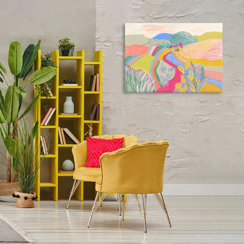 «Whimsical Hued Farmland», art mural sur toile par Suzanne Allard, H 24 po x l 36 po