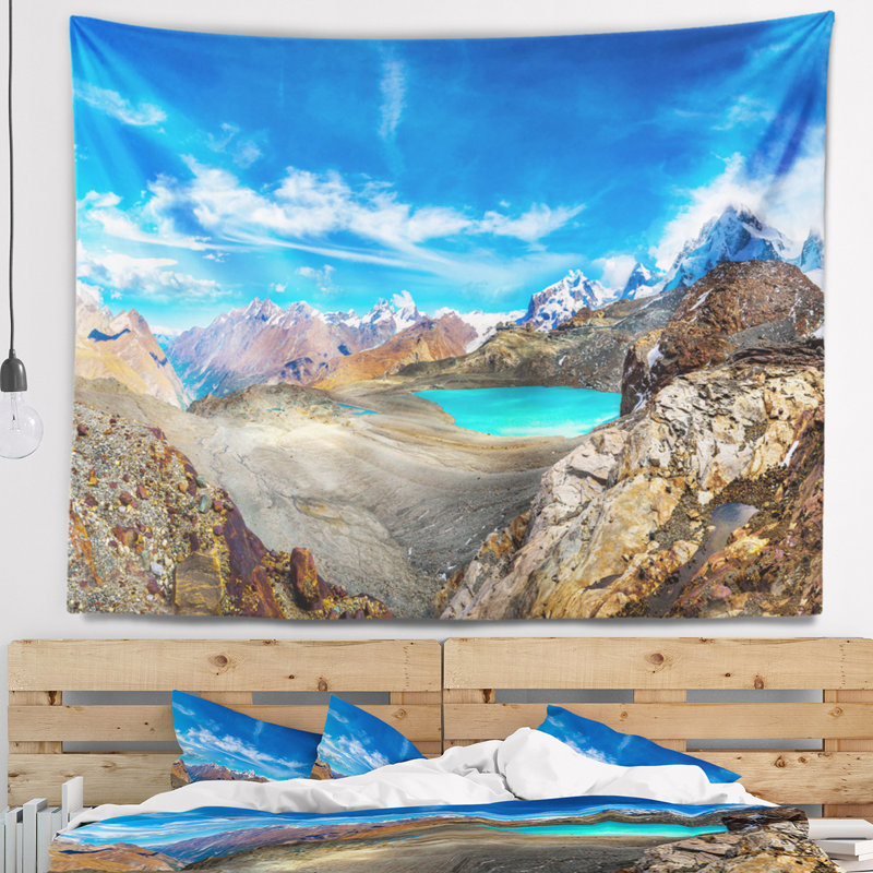Tapisserie panorama de mer montagnes, H 50 po x l 60 po