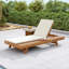 Chaise longue de patio en bois d'acacia Erich avec dossier réglable et coussin triple-794622418