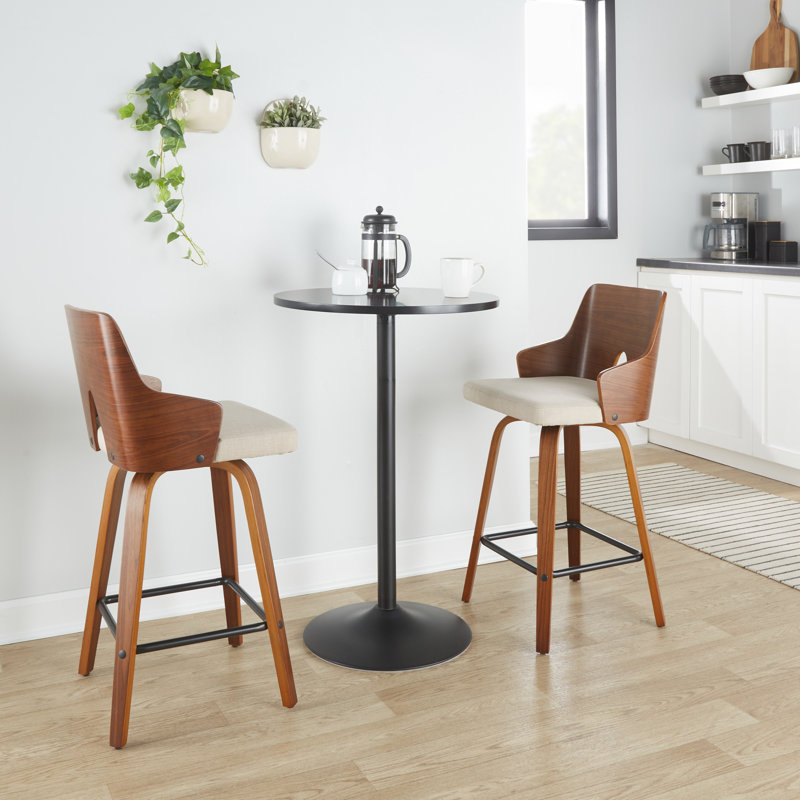 26" Fixed-Height Counter Stools with Bent Wood Legs & Square Footest, Counter Stool (26” Seat Height)
