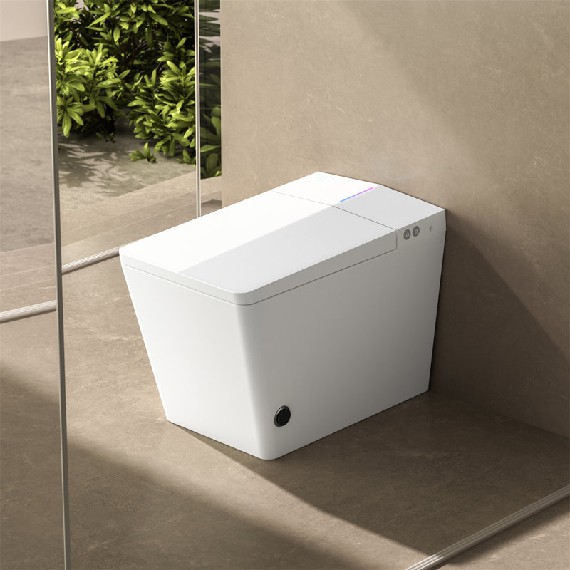 Toilette carrée intelligente avec réservoir intégré pour la salle de bain, Blanc