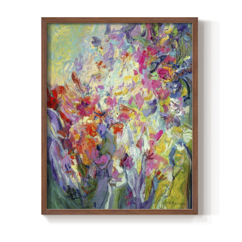 «Bold Flourish I», reproduction encadrée - bois massif, Noyer, H 11 po x l 9 po