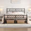 Minimalist Metal Slatted Bed Platform with Arrow Design Headboard-1221195389-1221307251
