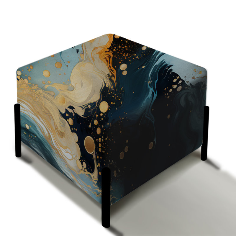 Or et sarcelle galactique Marble Dream - Repose-pieds carré en marbre