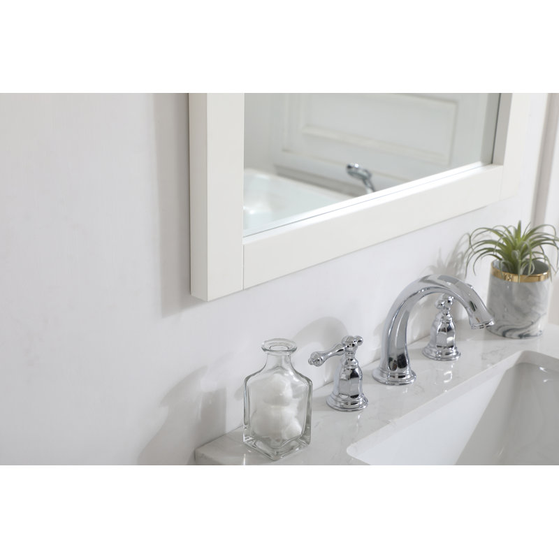 Metcalfe Solid And Engineered Wood Flat Wall Mirror, 32" x 24" , White
