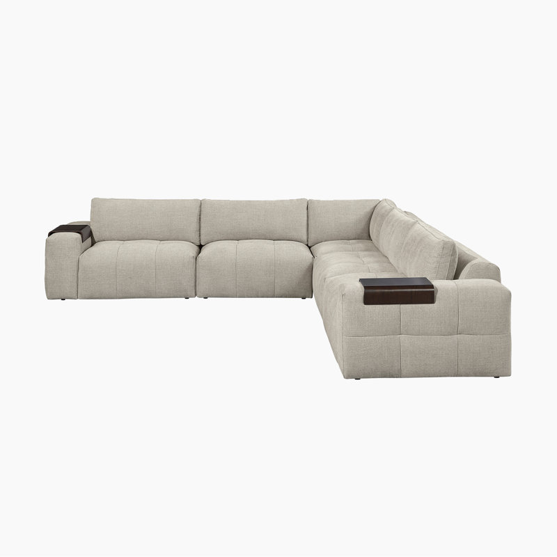 Canapé modulaire 5 pièces Turrella, Tissu texturé taupe