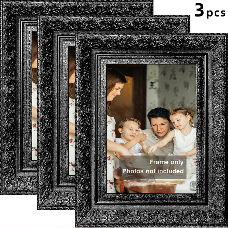 Cadre photo noir 3 pièces 5 "x 7" noir facile à changer, 3, Black
