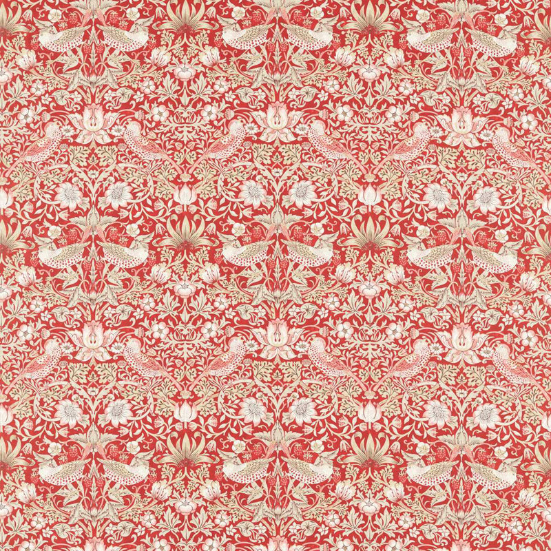 Strawberry Thief Fabric, Indian Red