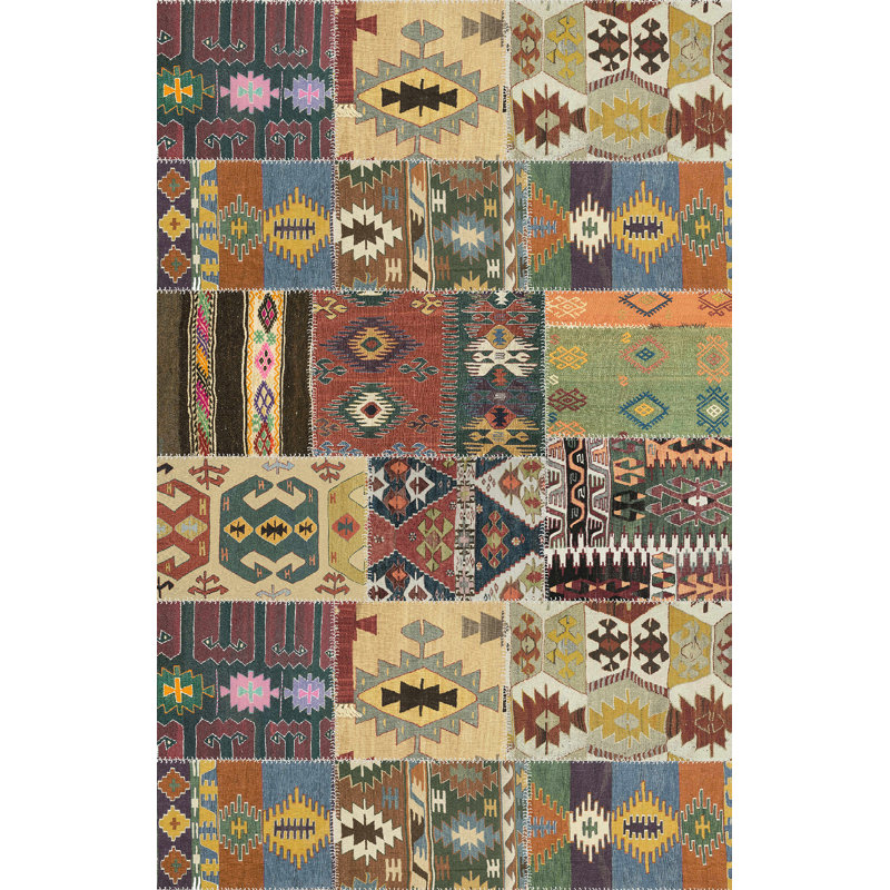 Hallan Patchwork Area Rug, Rectangle 100 x 155cm