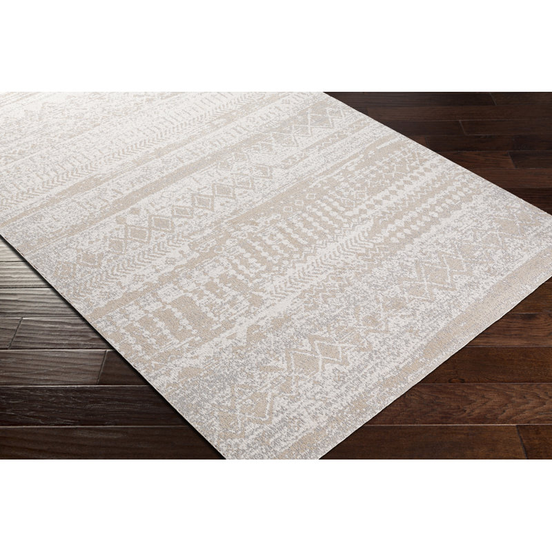 Tapis beige / gris Swampscott, Rond 6 pi 7 po