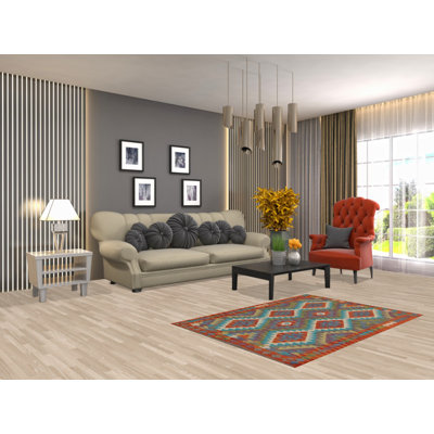 Tapis décoratif réversible en laine kilim oriental 3 x 5