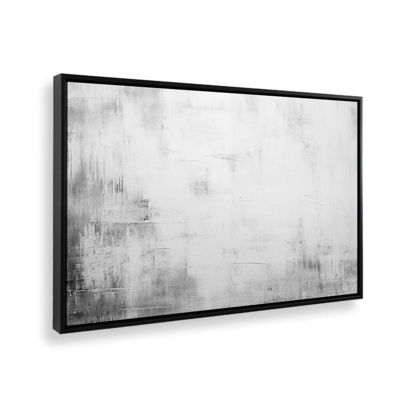 Silent White I Canvas Print, Satin Black Framed, 32.75" H x 48.75" W x 1.75" D