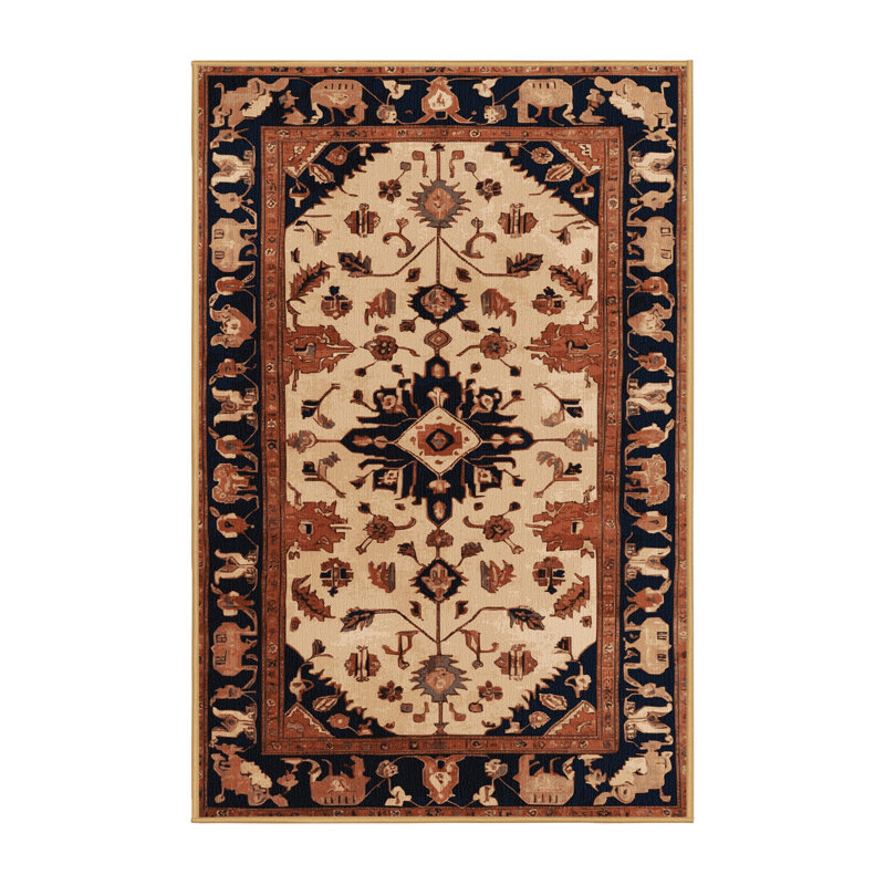 Machine Washable Persian Brown Area Rug, Runner 2' x 4'
