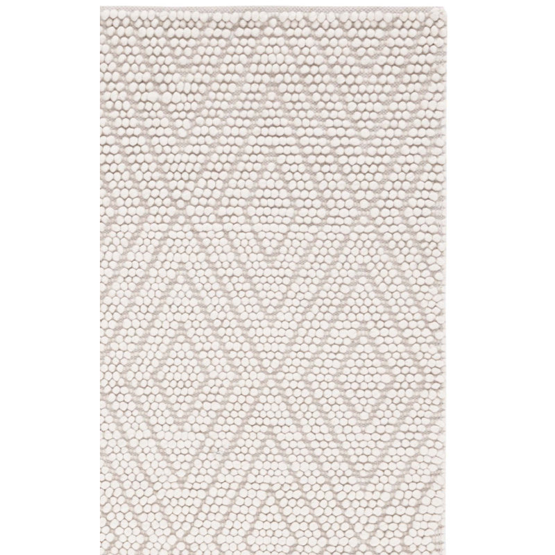 Tapis de couleur unie en laine tissé à la main en ivoire, Rectangle 6 pi x 9 pi