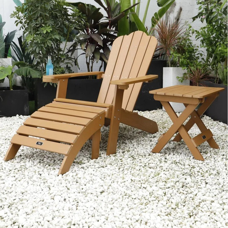 Chaise Adirondack en plastique avec repose-pieds Jarratt, Brun