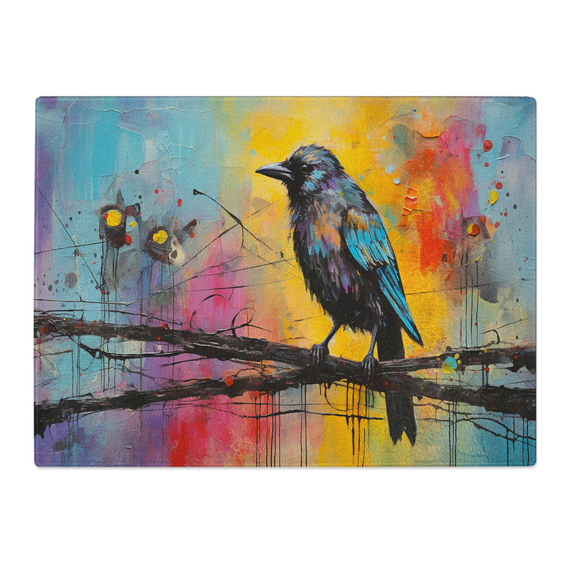 Crow Abstract  Glass Chopping Board