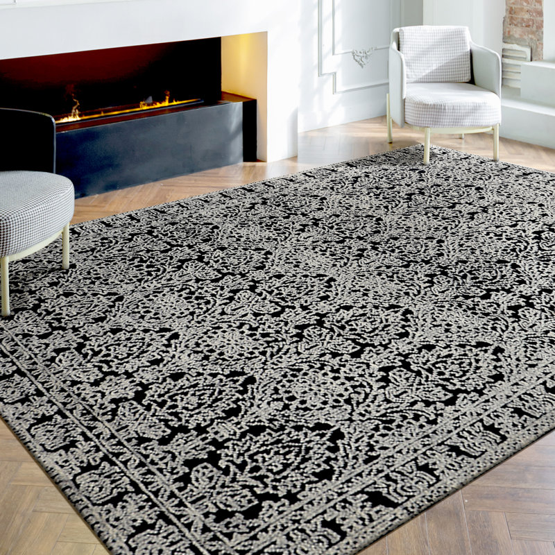 Wool Area Rug in Gray, Rectangle 8' x 10'