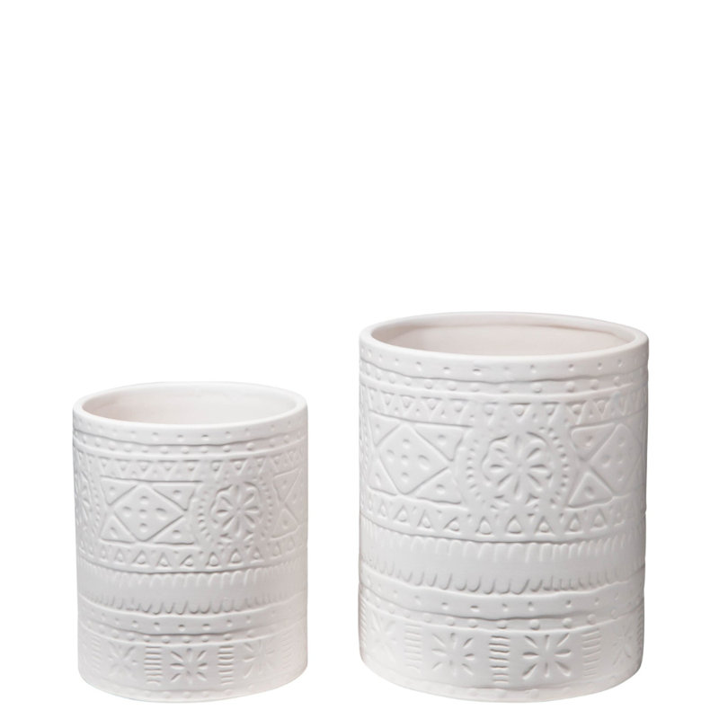 Pot en céramique rond blanc mat