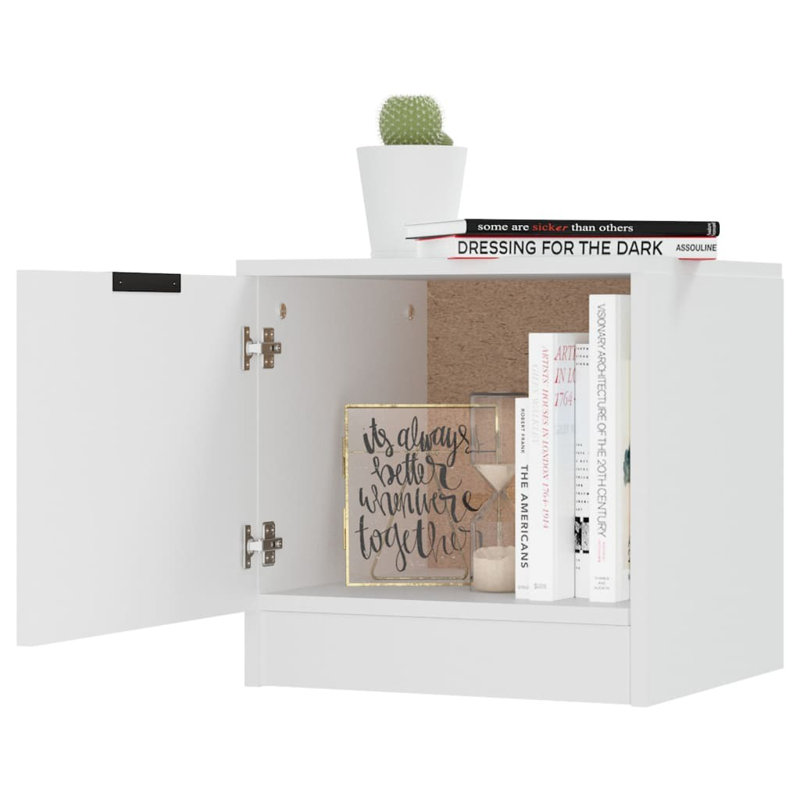 Lenden Solid Wood Bedside Table, White