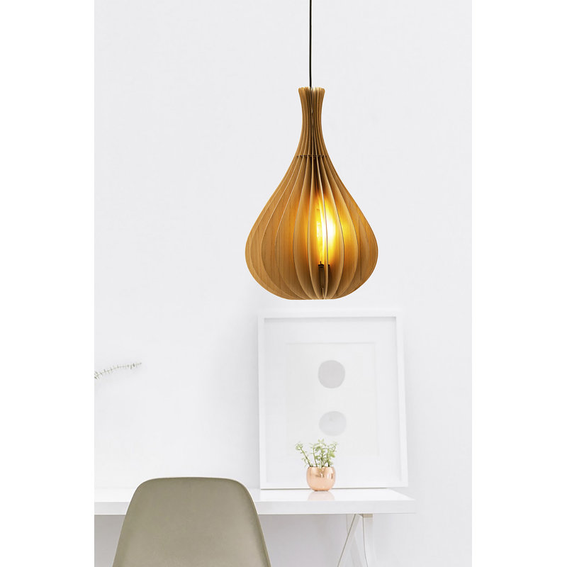 Luminaire suspendu géométrique 1 lumière unique Mylan, Chêne blanc
