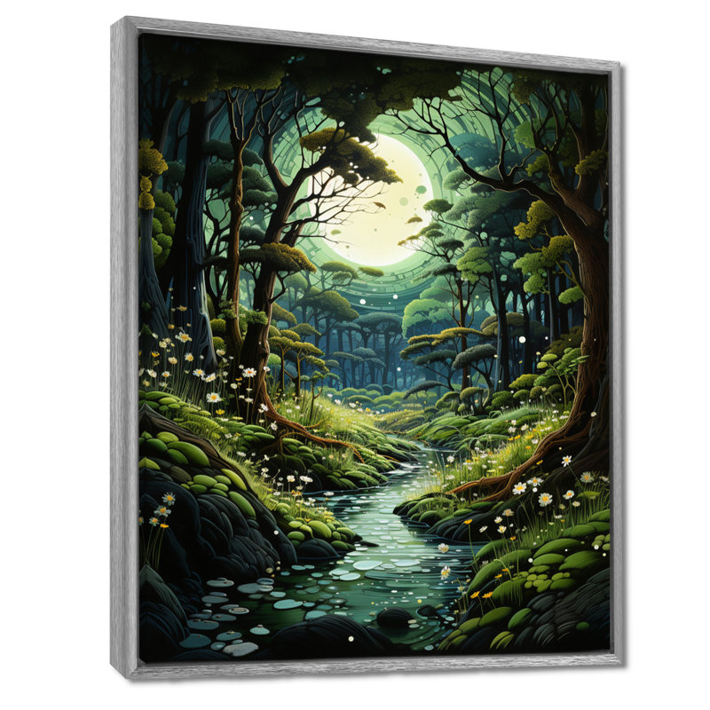 «Forest Enchanted Forest Pastoral I - Forest», art encadré, 32" H x 16" W, Encadrement argenté