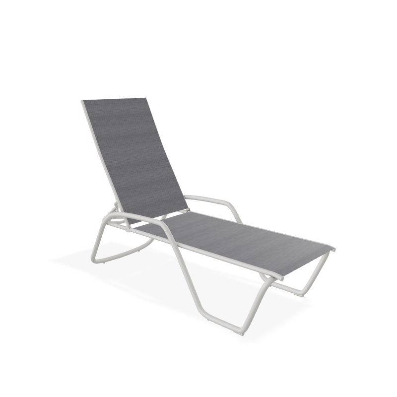 Chaise longue inclinable Gardenella, Neige texturée, Étain Augustine