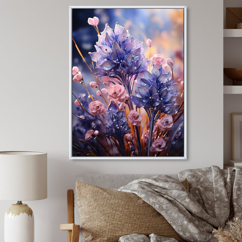 «Meadow Lavender Bliss I», impressions sur toile florales et botaniques, H 44 po x l 34 po x P 1,5 po, Cadre flottant blanc