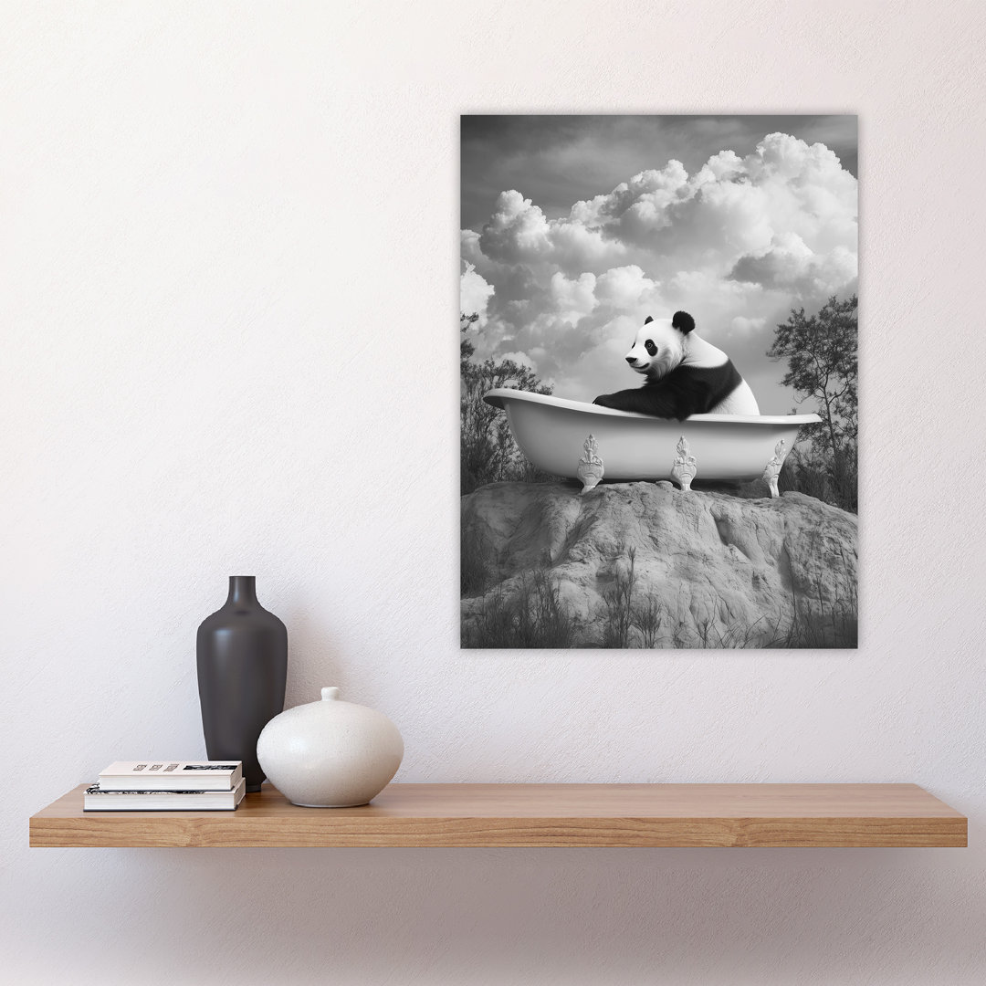 Panda Bear in Elegant Bathtub Surreal Wall Art Print