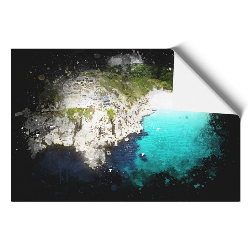 Porthcurno Beach in Cornwall - Unframed Graphic Art, 21cm H x 30cm W x 0.1cm D