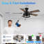 42 po Ventilateurs en cage Smart Farmhouse avec kit d'éclairage à DEL pour l'intérieur et l'extérieur, commande silencieuse par télécommande, Alexa, Google, voix, Wi-Fi, application