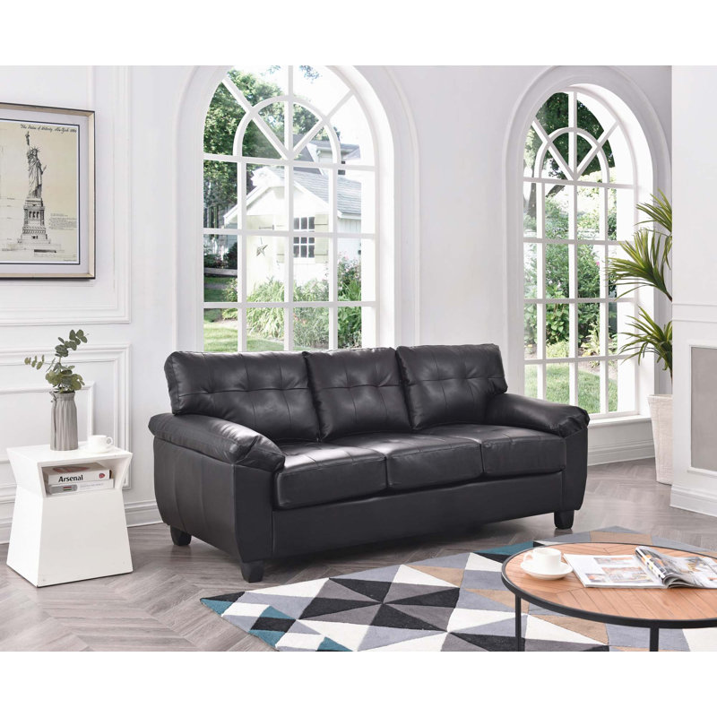 78" PU Sofa, Black
