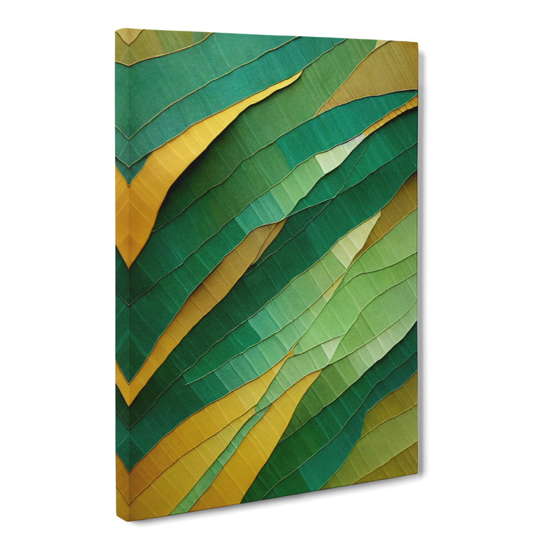 Aresford Fern Leaf Patchwork - Wrapped Canvas, 60cm H x 40cm W x 3cm D