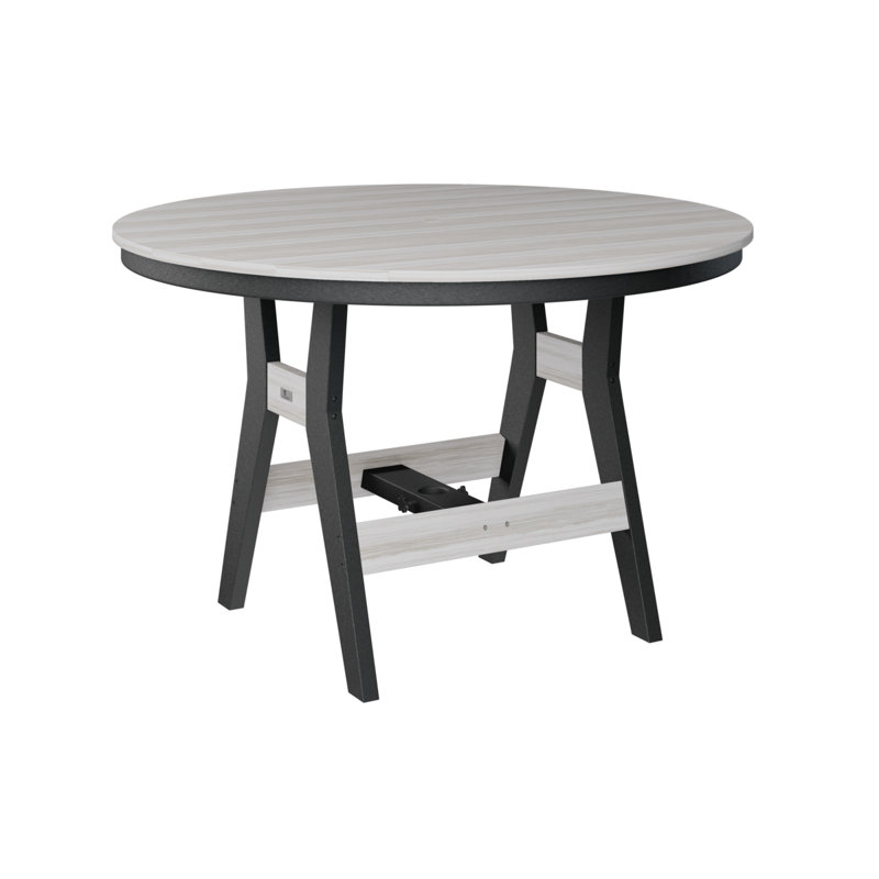 Harbor Outdoor Round Bar Table, Black, Seashell