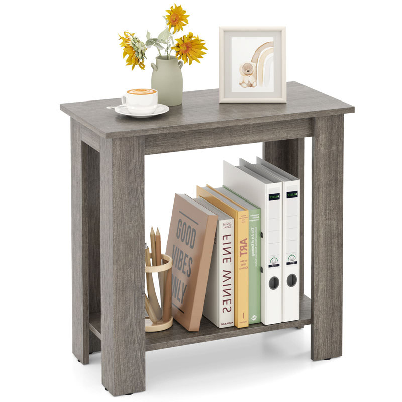2-Tier Modern Edside Table W/Storage Shelf Side Table