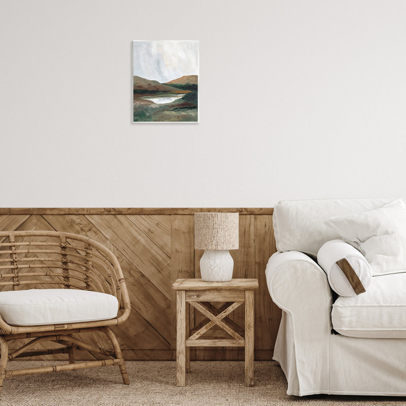 "Deux montagnes avec étang", art mural par Nikita Jariwala