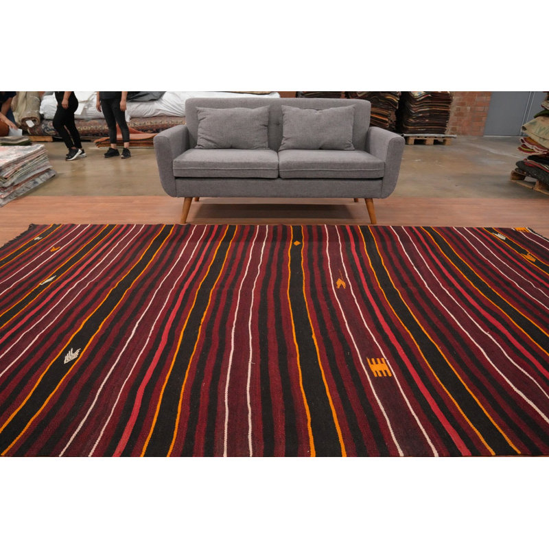 Tapis kilim en laine à teinture végétale 7 x 11