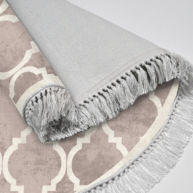 Premium Hall Carpet (39.4 x 39.4 Inches), Cream & Brown, 100% Polyester | Total Thickness: 0.3 Inches, 900 g/m² | Non-Slip Dot Base, Machine Washable at 86°F | Ideal for Entryways, Living Rooms & Bedrooms