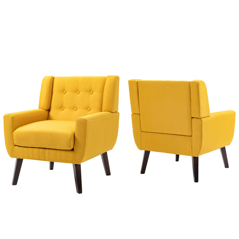 Jaqueze 73.4 Cm Wide Cotton Armchair, Yellow Linen Blend