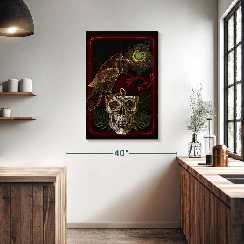 Hitzel Skull And Raven, 39" H x 26" W