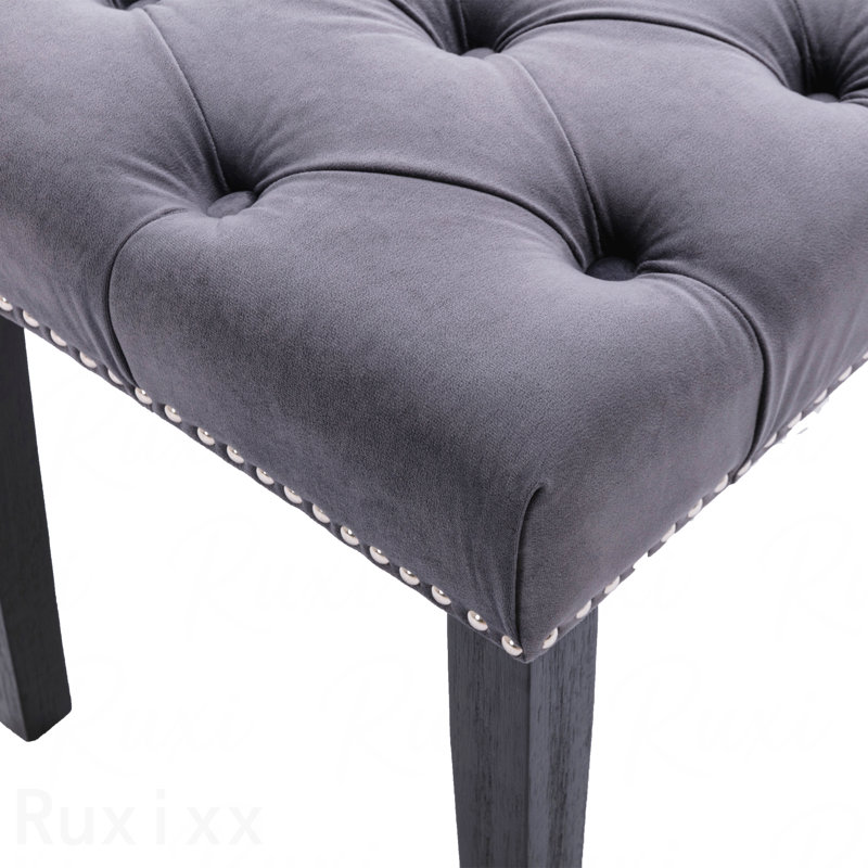 Repose-pieds rembourré en tissu de velours, pour salle à manger, chambre à coucher et repose-pieds, Gris foncé