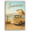 «Retro Summer Van by the Coast» - Art mural sur toile d'inspiration rétro