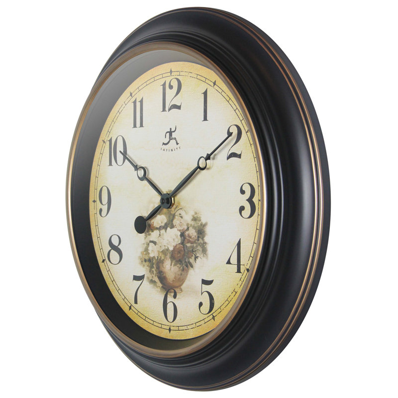 Botanic Antique Style Black and Gold 15.75" Wall Clock