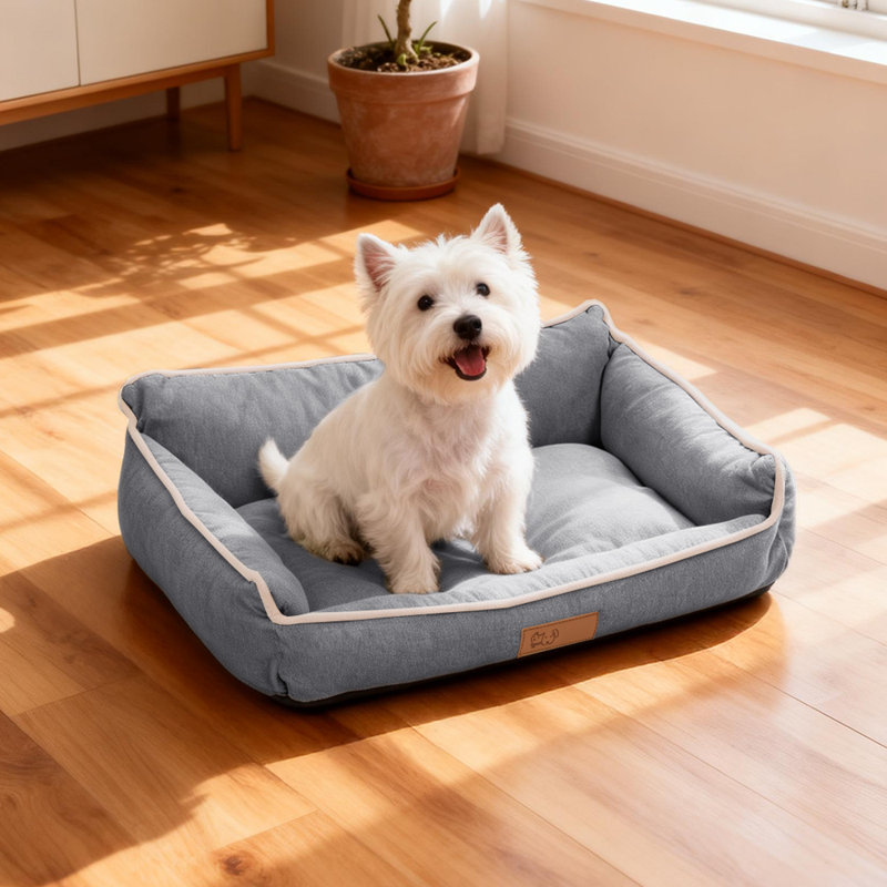 Cotton Pet Bed, Grey, Medium (18cm H x 70cm W x 50cm D)
